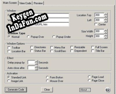 Registration key for the program Page Popup Maker