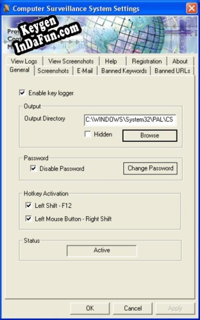 Key for PAL Computer Surveillance System