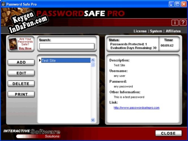 Activation key for Password Safe Pro