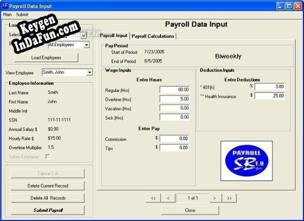 Registration key for the program Payroll SB 2009