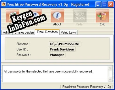 Free key for Peachtree Password Recovery