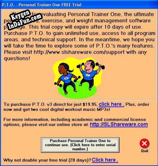 Registration key for the program Personal Trainer