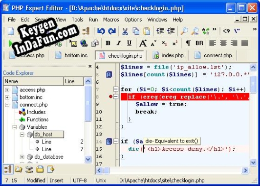 Registration key for the program PHP Expert Editor