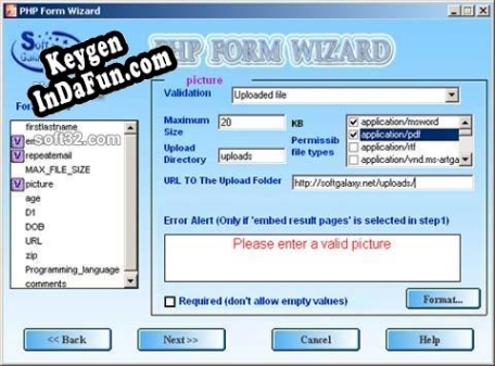 Key generator for php form wizard