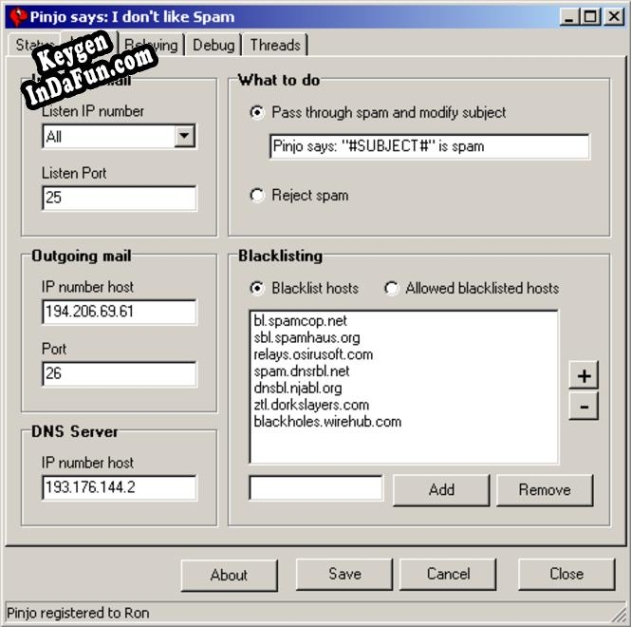 Key for Pinjo revealer spamfilter technology