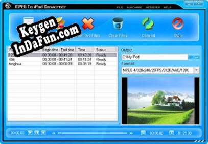 Registration key for the program Pop MPEG To iPod Converter
