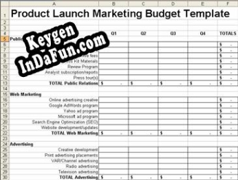 Free key for Product Launch Plan Marketing Budget