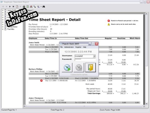 Activation key for Punch Clock 2005