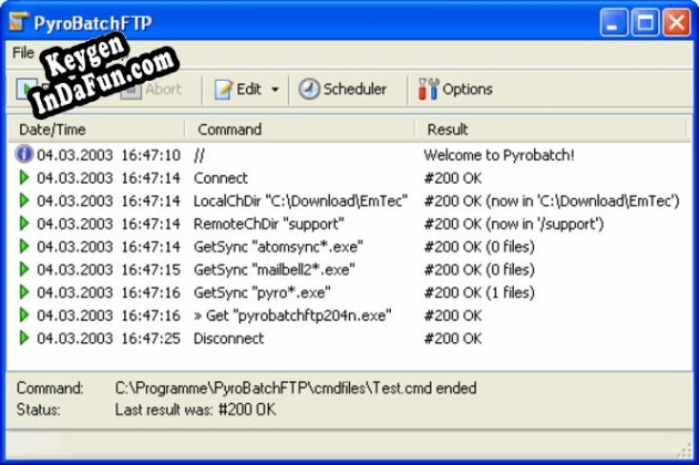 Free key for PyroBatchFTP Scripted FTP/SFTP Transfer