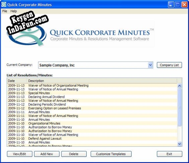 Activation key for Quick Corporate Minutes