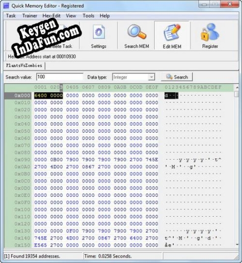 Quick Memory Editor serial number generator