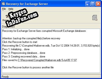 Key generator for Recovery for Exchange Server