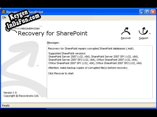 Recovery for SharePoint key generator
