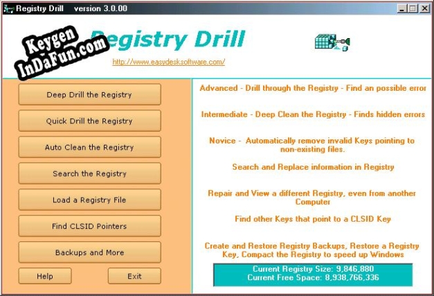 Registration key for the program Registry Drill
