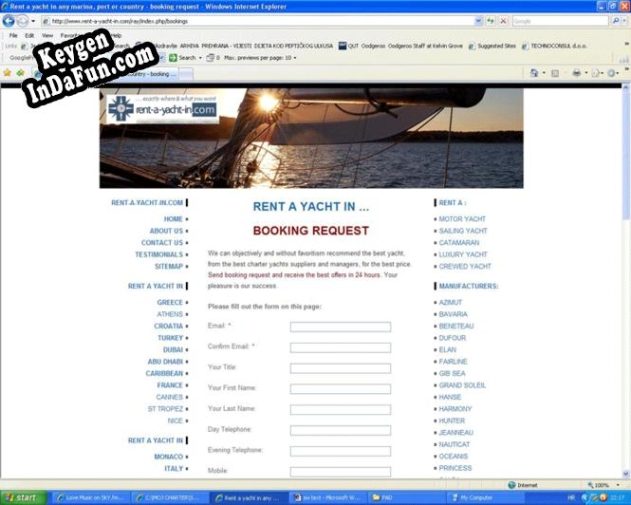 Rent a yacht Booking SW Key generator