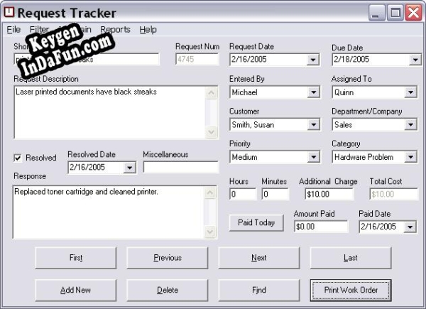 Request Tracker key generator