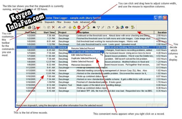 Key generator for Responsive Time Logger