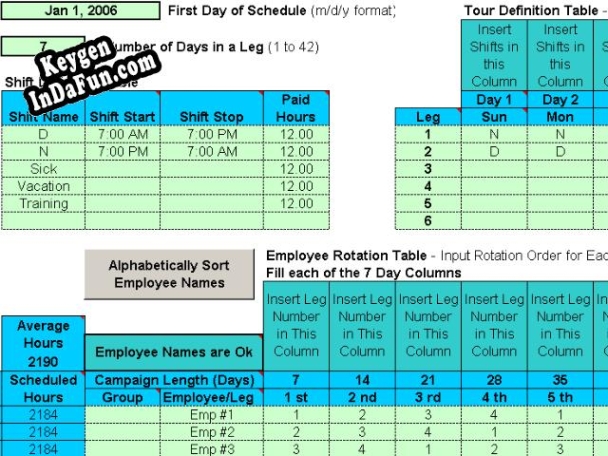 Rotating Shift Schedules for Your People serial number generator