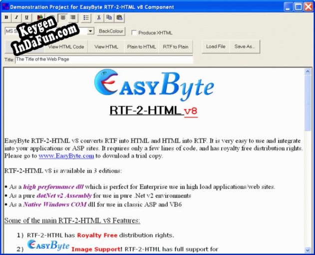 Registration key for the program RTF-2-HTML v6
