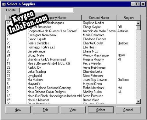 Selector for MS Access 97 Key generator