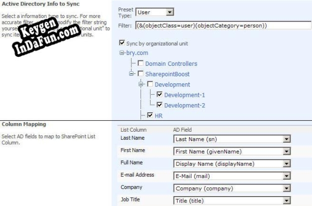 Key for SharePoint AD Information Sync