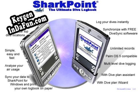 SharkPoint for Palm, the scuba dive log key generator
