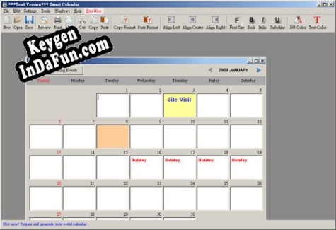 Smart Calendar Software serial number generator