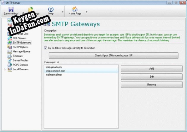 Key generator for SMTP Relay Server