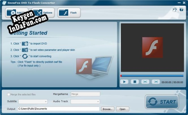 Free key for SnowFox DVD to Flash Converter