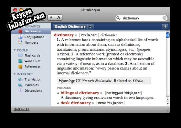 Activation key for Spanish-English Dictionary by Ultralingua for Mac