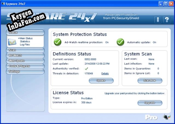 Activation key for Spyware 24x7