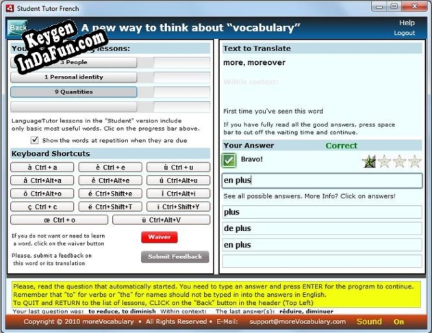 Key generator (keygen) StudentTutor French