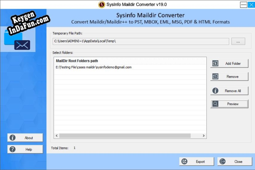 Free key for SysInfoTools Maildir Converter