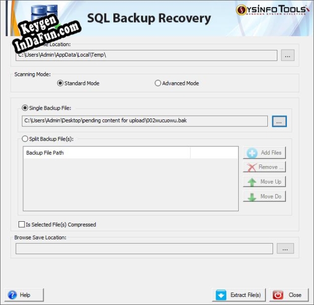 SysInfoTools SQL Backup Recovery Tool Key generator