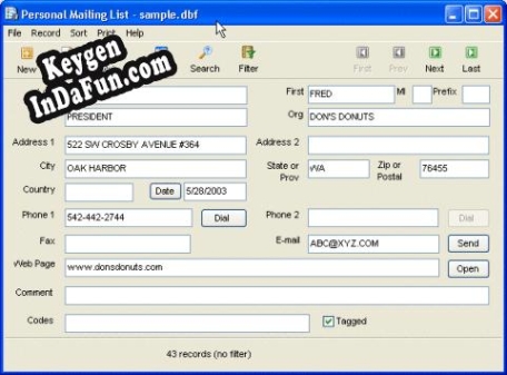 Tailwag Personal Mailing List serial number generator