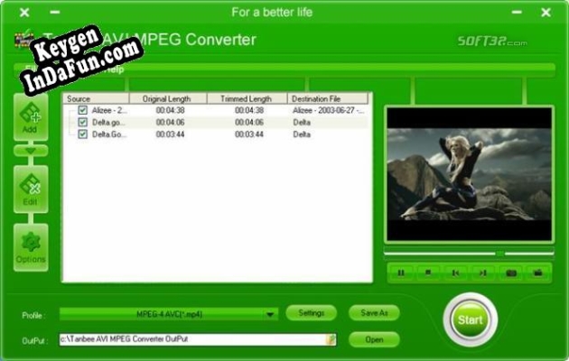 Tanbee Video to AVI MPEG Converter key free