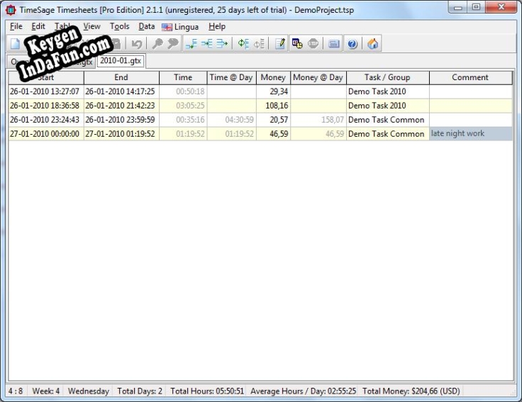 Key for TimeSage Timesheets