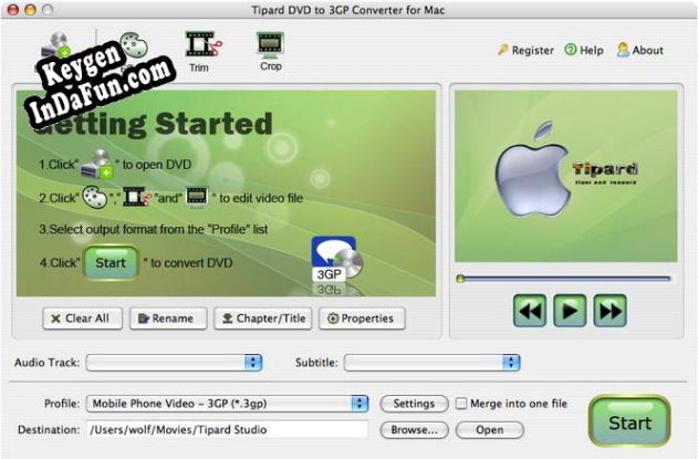 Activation key for Tipard DVD to 3GP Converter for Mac