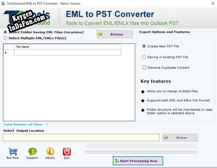Key for ToolsGround EML to PST Converter