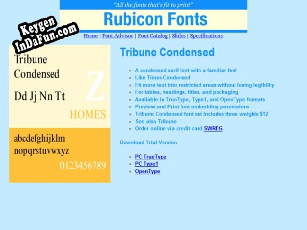 Tribune Condensed Font TT key generator