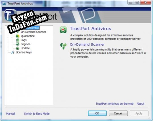 Registration key for the program TrustPort U3 Antivirus