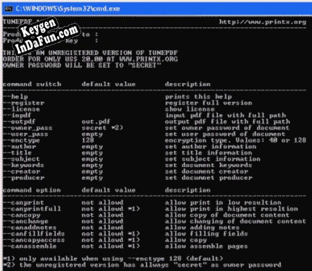 TUNE PDF COMMAND LINE key free