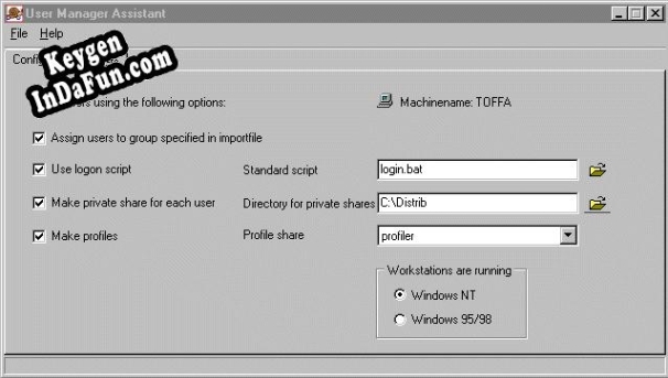 Registration key for the program User Manager Assistant