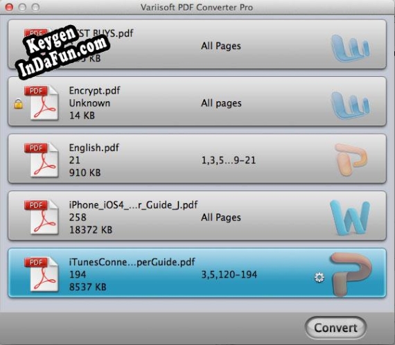 Registration key for the program Variisoft PDF Converter Pro for Mac