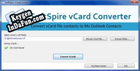 Free key for vCard to Outlook Converter