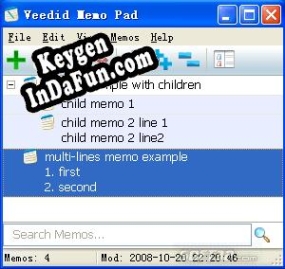Registration key for the program Veedid Memo Pad