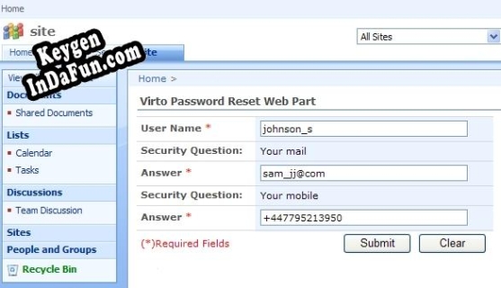 Virto SharePoint Password Reset & Recovery Web Part key generator