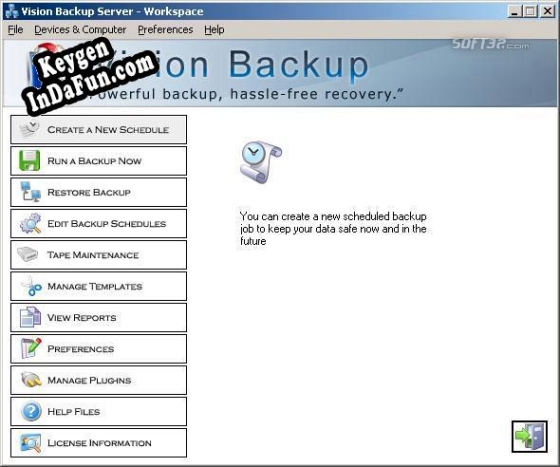 Registration key for the program Vision Backup Server