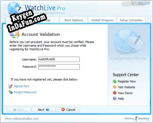 Registration key for the program WatchLive Pro