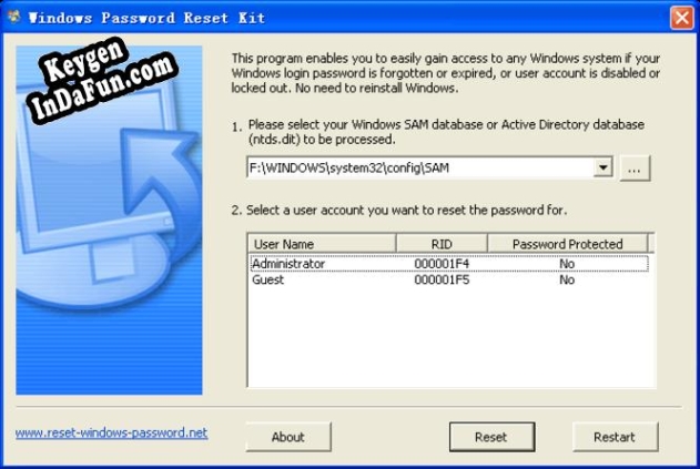 Windows Password Reset Kit serial number generator